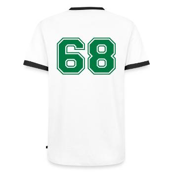 68 - Men's Ringer Shirt - white/black - Back - AI Model Male 178 dark (178cm)