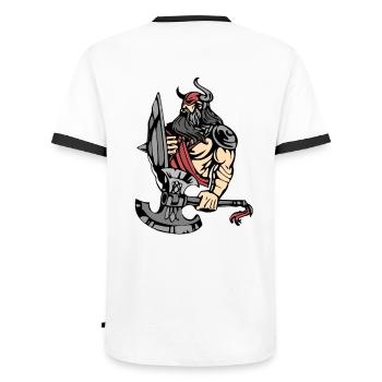 Guerrier Viking Valhalla - T-shirt contrasté Homme - blanc/noir - Dos - AI Model Male 178 dark (178cm)
