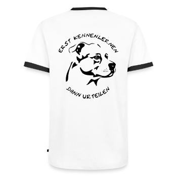 American Staffordshire - T-shirt contrasté Homme - blanc/noir - Dos - AI Model Male 178 dark (178cm)
