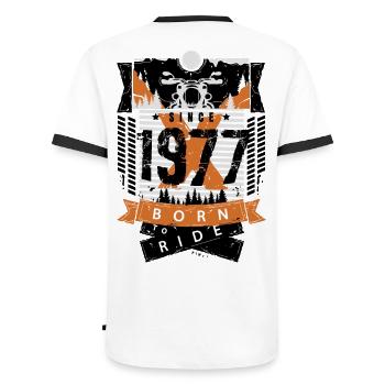 1977 - T-shirt contrasté Homme - blanc/noir - Dos - AI Model Male 178 dark (178cm)