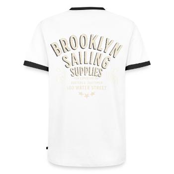Brooklyn sailing supplies water street - Men's Ringer Shirt - white/black - Back - AI Model Male 178 dark (178cm)