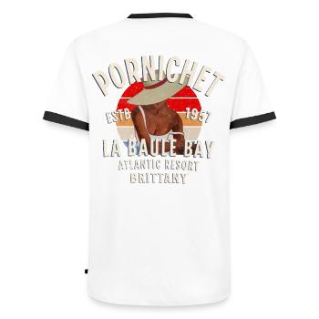 Pornichet glamour - T-shirt contrasté Homme - blanc/noir - Dos - AI Model Male 178 dark (178cm)