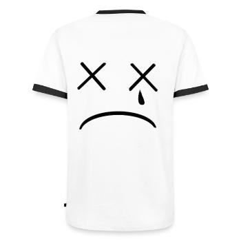 sad face - Men's Ringer Shirt - white/black - Back - AI Model Male 178 dark (178cm)