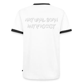 natural born antifaschist aktivist #wirbleibenmehr - Männer Kontrast-T-Shirt - Weiß/Schwarz - Hinten - AI Model Male 178 dark (178cm)