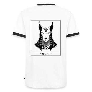Anubis – Der Wächter des Jenseits - Männer Kontrast-T-Shirt - Weiß/Schwarz - Hinten - AI Model Male 178 dark (178cm)