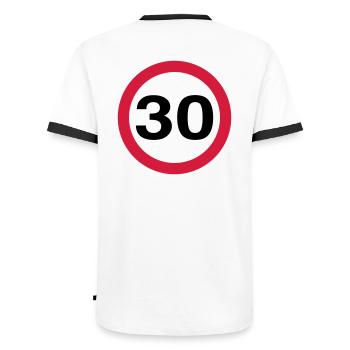 30mph Speed Limit Vector - choose design colours - Men's Ringer Shirt - white/black - Back - AI Model Male 178 dark (178cm)