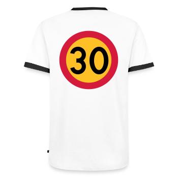 30 kph Road Sign Vector Design - Men's Ringer Shirt - white/black - Back - AI Model Male 178 dark (178cm)