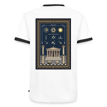 Working board Freemasons, all important symbols - Men's Ringer Shirt - white/black - Back - AI Model Male 178 dark (178cm)