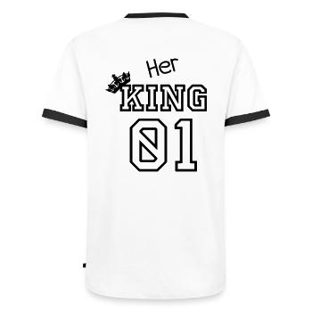 Her KING 01 - Männer Kontrast-T-Shirt - Weiß/Schwarz - Hinten - AI Model Male 178 dark (178cm)