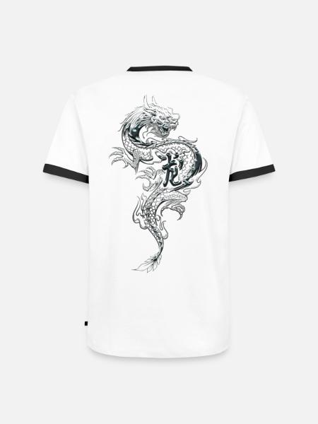 Drakar fantasy dragons spirit reptiler odjur - Kontrast-T-shirt herr - vit/svart