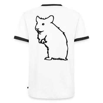 Hamster - Männer Kontrast-T-Shirt - Weiß/Schwarz - Hinten - AI Model Male 178 dark (178cm)