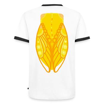 Cigale jaune - T-shirt contrasté Homme - blanc/noir - Dos - AI Model Male 178 dark (178cm)
