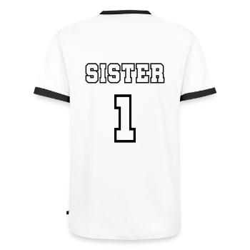 Sister 1 - Men's Ringer Shirt - white/black - Back - AI Model Male 178 dark (178cm)