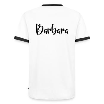 Vorname - Barbara - Männer Kontrast-T-Shirt - Weiß/Schwarz - Hinten - AI Model Male 178 dark (178cm)