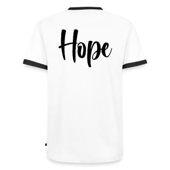 Name - Hope - Men's Ringer Shirt - white/black - Back - AI Model Male 178 dark (178cm)