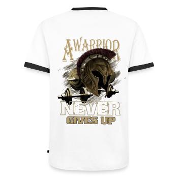 Salle de sport, tenue Fitness Warriors pour l’entraînement - T-shirt contrasté Homme - blanc/noir - Dos - AI Model Male 178 dark (178cm)