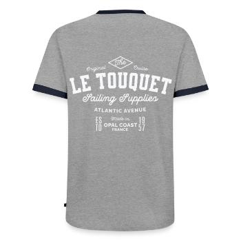Le Touquet Segelzubehör - Männer Kontrast-T-Shirt - Grau/Navy  - Hinten - AI Model Male 178 light (178cm)