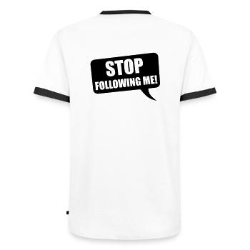 stop - Men's Ringer Shirt - white/black - Back - AI Model Male 178 dark (178cm)