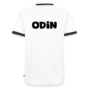 Name - Odin - Men's Ringer Shirt - white/black - Back - AI Model Male 178 dark (178cm)