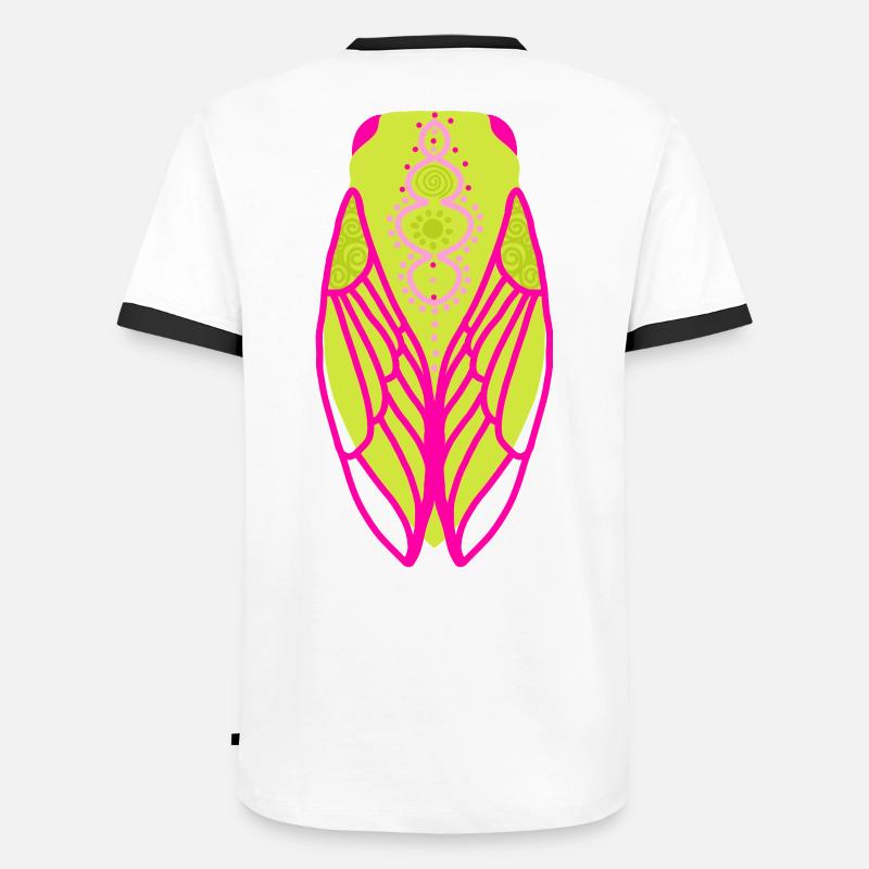 Fluorescent coloured cicada - Men's Ringer Shirt - white/black