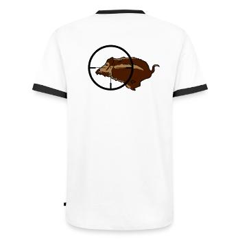 Wildschwein Drückjagd - Männer Kontrast-T-Shirt - Weiß/Schwarz - Hinten - AI Model Male 178 dark (178cm)