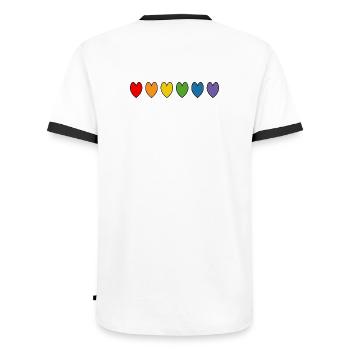 Coeurs arc-en-ciel - T-shirt contrasté Homme - blanc/noir - Dos - AI Model Male 178 dark (178cm)