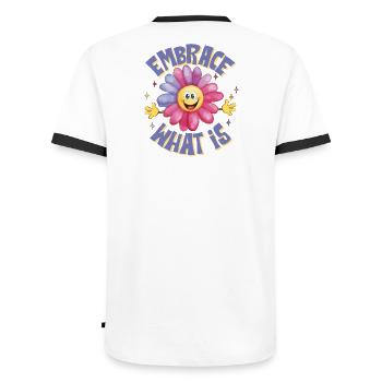 positive attitude, embrasse la vie, joie de vivre - T-shirt contrasté Homme - blanc/noir - Dos - AI Model Male 178 dark (178cm)