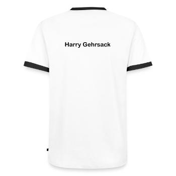 Harry Gehrsack - Männer Kontrast-T-Shirt - Weiß/Schwarz - Hinten - AI Model Male 178 dark (178cm)