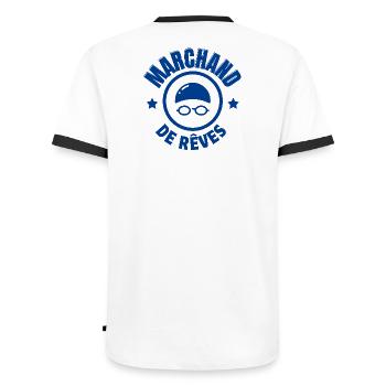 Schwimmen, Schwimmen, Schwimmen - Männer Kontrast-T-Shirt - Weiß/Schwarz - Hinten - AI Model Male 178 dark (178cm)