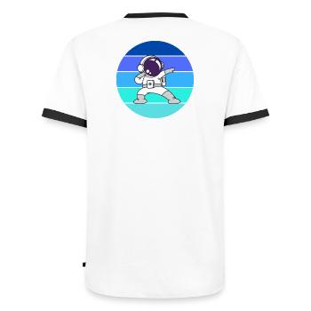 astronaute, spaceman, fusée - T-shirt contrasté Homme - blanc/noir - Dos - AI Model Male 178 dark (178cm)