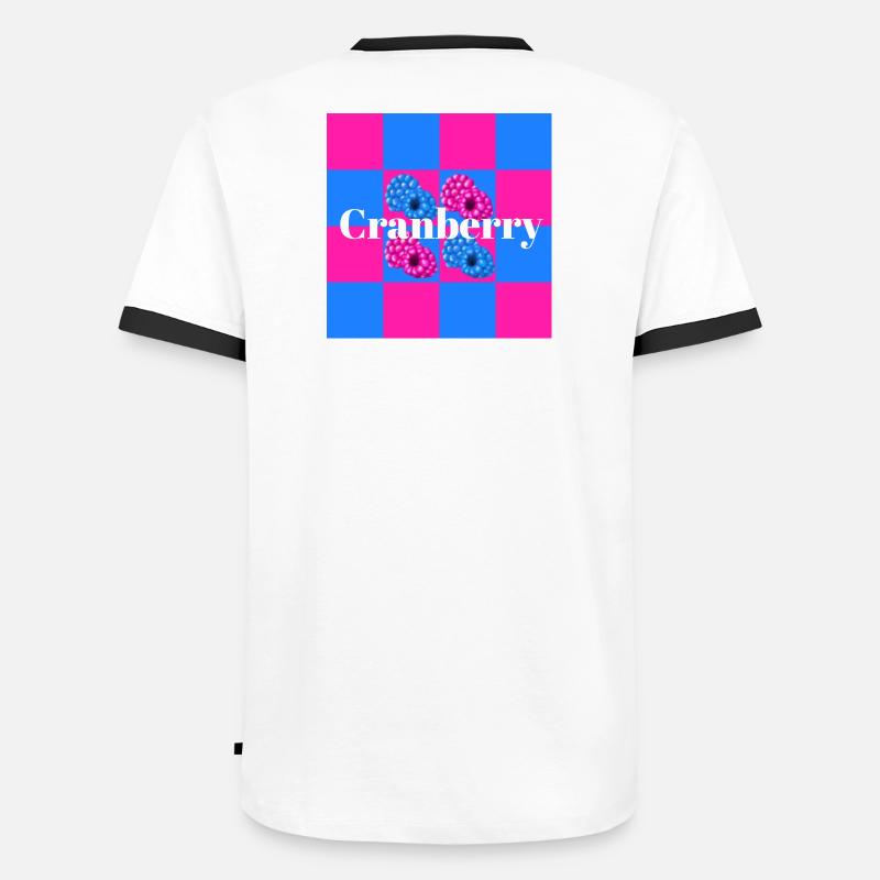 Lebendige Beerenmuster auf Farbblock-Hintergrund - Männer Kontrast-T-Shirt - Weiß/Schwarz