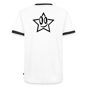 lachender stern gesicht star - Men's Ringer Shirt - white/black - Back - AI Model Male 178 dark (178cm)