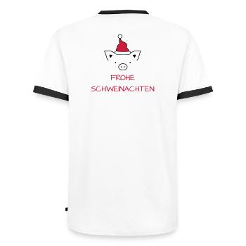 Frohe Weihnachten Schwein I Frohe Schweinachten - Männer Kontrast-T-Shirt - Weiß/Schwarz - Hinten - AI Model Male 178 dark (178cm)