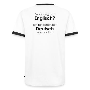 Unispruch "Vorlesung auf Eng" Geschenk, Studenten - Männer Kontrast-T-Shirt - Weiß/Schwarz - Hinten - AI Model Male 178 dark (178cm)