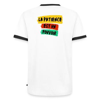 La Patience, Un Pouvoir Coloré - T-shirt contrasté Homme - blanc/noir - Dos - AI Model Male 178 dark (178cm)