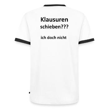 Unispruch "Klausuren schieben" Geschenk, Studenten - Männer Kontrast-T-Shirt - Weiß/Schwarz - Hinten - AI Model Male 178 dark (178cm)