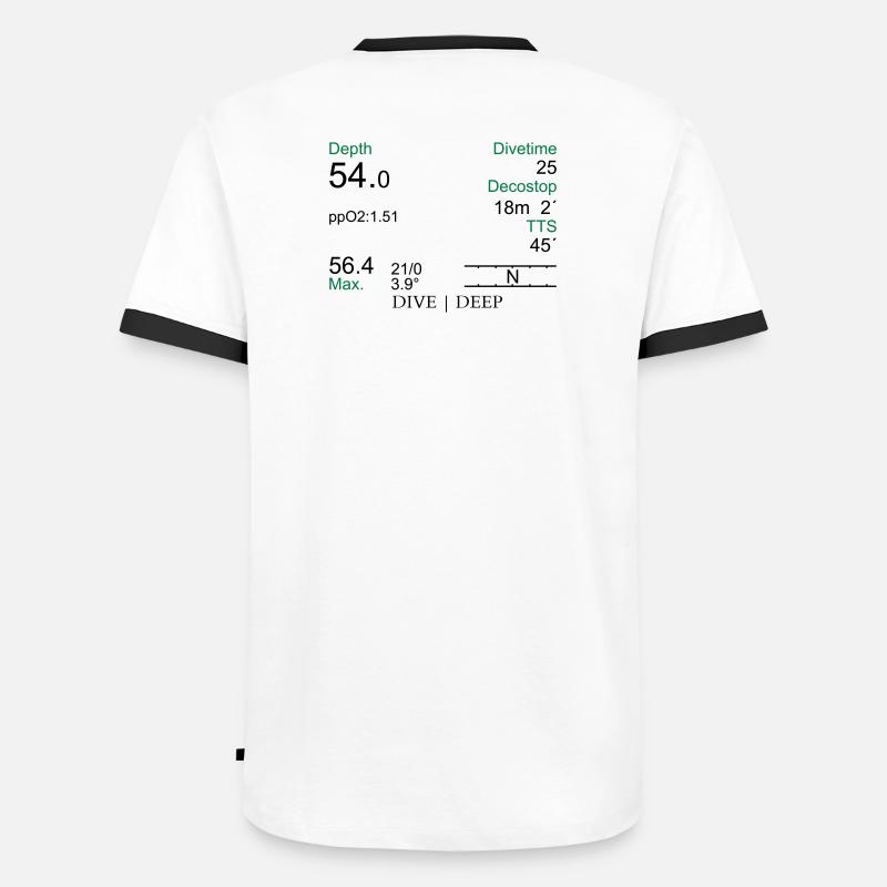 Tauchcomputer - Männer Kontrast-T-Shirt - Weiß/Schwarz