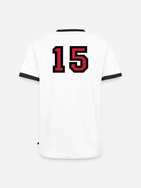 The number 15 - number fifteen - Men's Ringer Shirt - white/black