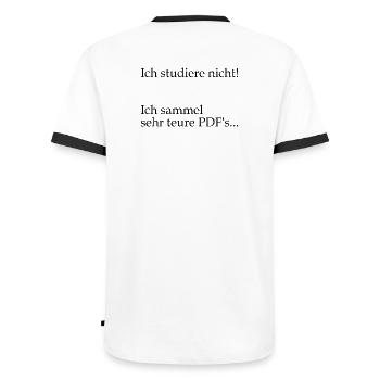 Unispruch "sehr teure PDFs" Geschenk, Studenten - Männer Kontrast-T-Shirt - Weiß/Schwarz - Hinten - AI Model Male 178 dark (178cm)