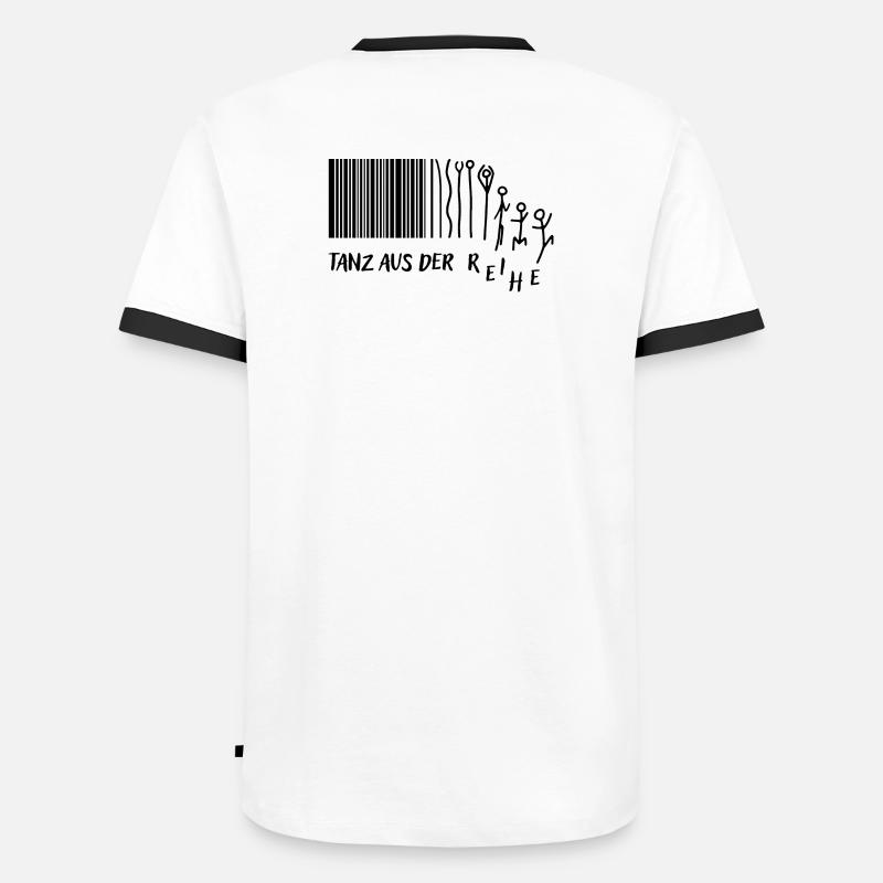 "Tanz aus der Reihe" Strichmännchen Strichcode - Männer Kontrast-T-Shirt - Weiß/Schwarz