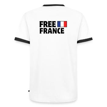 France, je suis Français, vive la France - T-shirt contrasté Homme - blanc/noir - Dos - AI Model Male 178 dark (178cm)