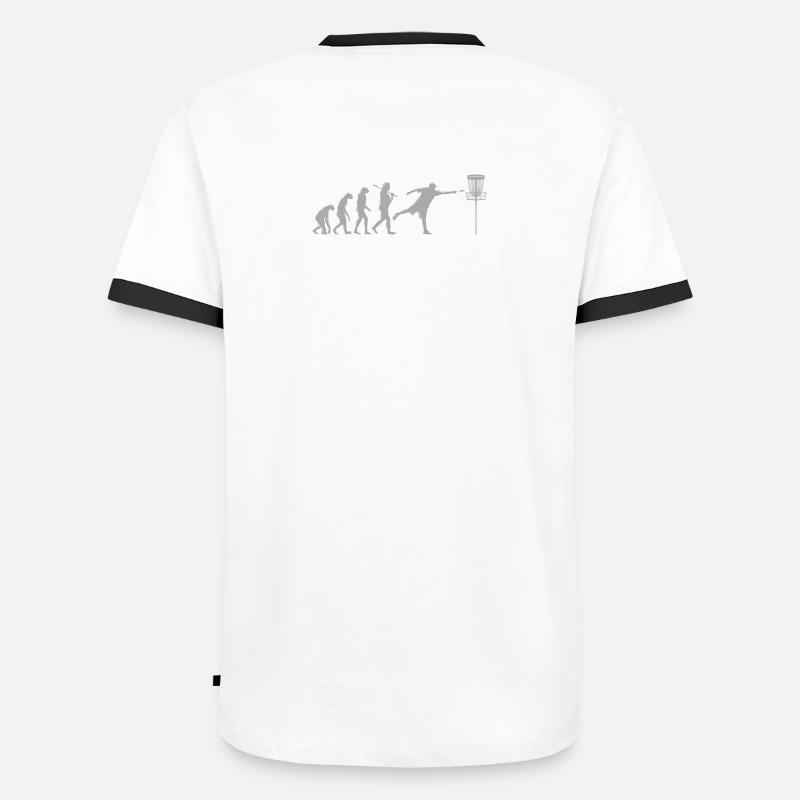 Disc Golf Evolution - Men's Ringer Shirt - white/black