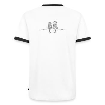  Katzen niedliches Katzenpaar skizziert - Männer Kontrast-T-Shirt - Weiß/Schwarz - Hinten - AI Model Male 178 dark (178cm)