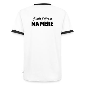 j'vais le dire, mère, maman - T-shirt contrasté Homme - blanc/noir - Dos - AI Model Male 178 dark (178cm)