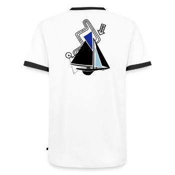 Parcours classique de régate de voilier Voilier Yacht - T-shirt contrasté Homme - blanc/noir - Dos - AI Model Male 178 dark (178cm)