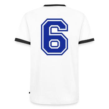 6 - Men's Ringer Shirt - white/black - Back - AI Model Male 178 dark (178cm)