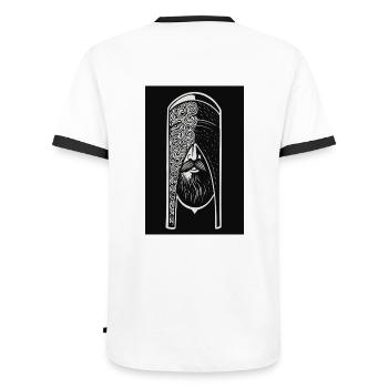 Shadow of the Highlander - Men's Ringer Shirt - white/black - Back - AI Model Male 178 dark (178cm)