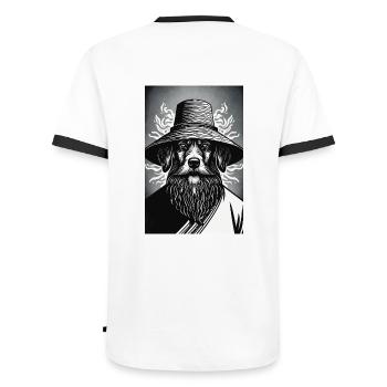 The Watchful Hound - Men's Ringer Shirt - white/black - Back - AI Model Male 178 dark (178cm)