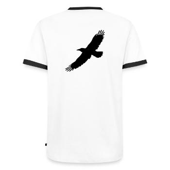 rabe - Männer Kontrast-T-Shirt - Weiß/Schwarz - Hinten - AI Model Male 178 dark (178cm)