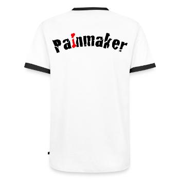 Painmaker aka Physiothérapeute - T-shirt contrasté Homme - blanc/noir - Dos - AI Model Male 178 dark (178cm)